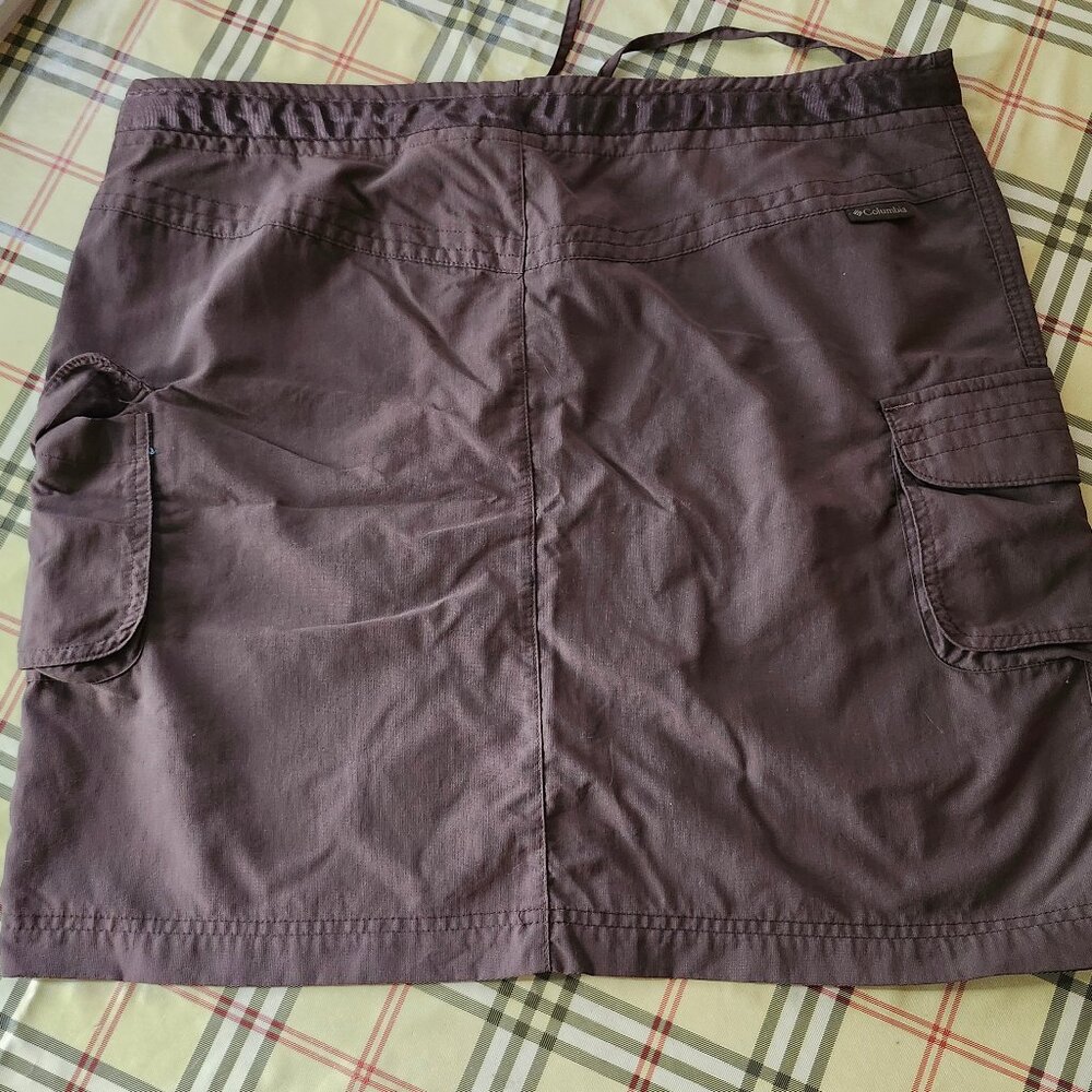 Columbia Cargo Mini Skirt Size L Large Brown Drawstring Zip Pockets